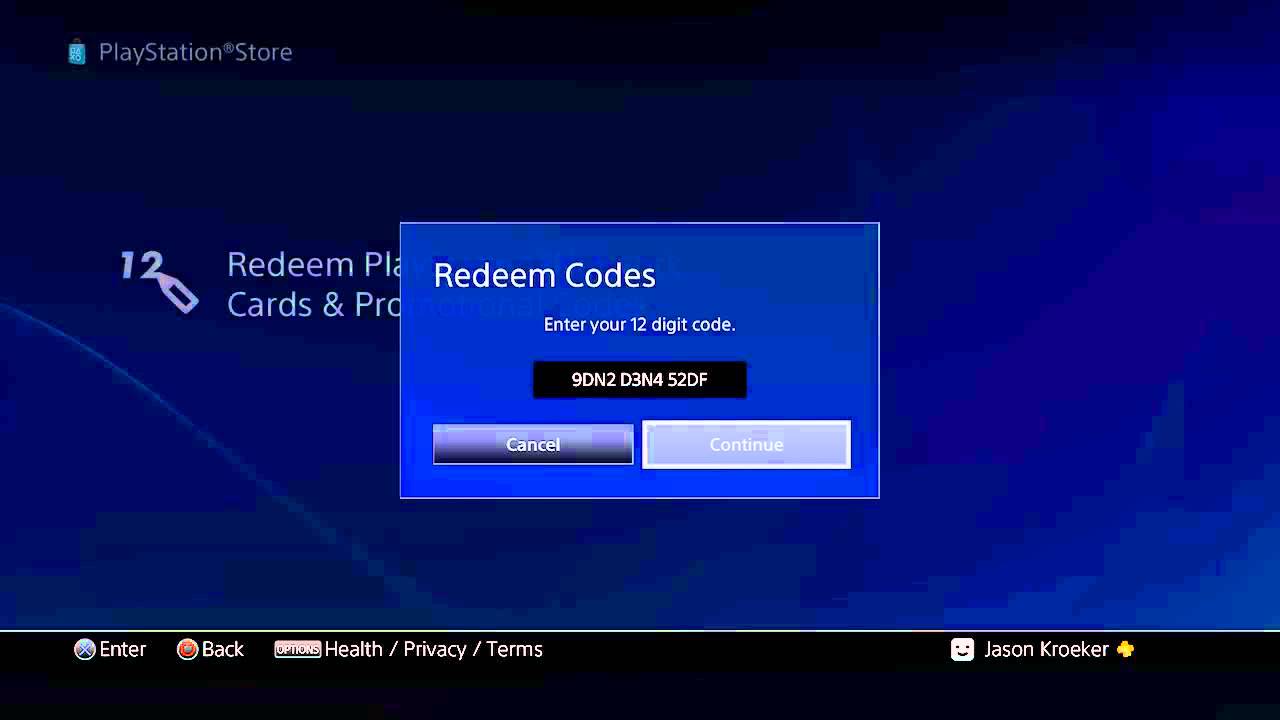 playstation 4 redeem code